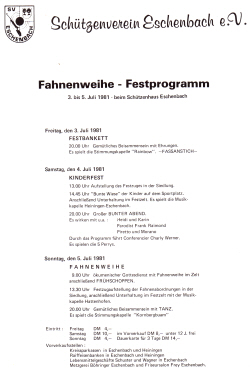 Festprogramm Fahnenweihe